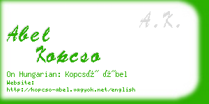 abel kopcso business card
